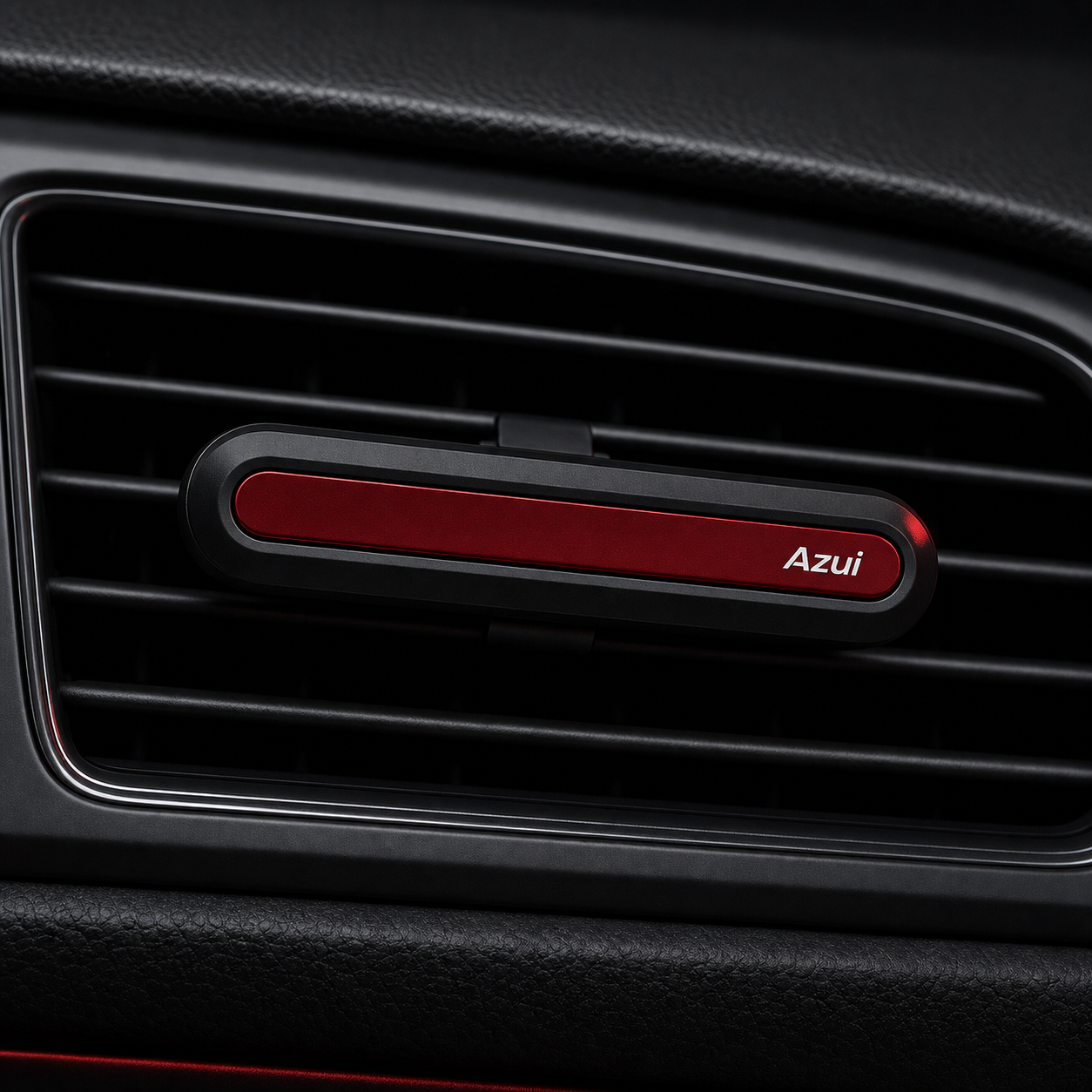 Azui slim scent bar clipped to a vehicle air vent